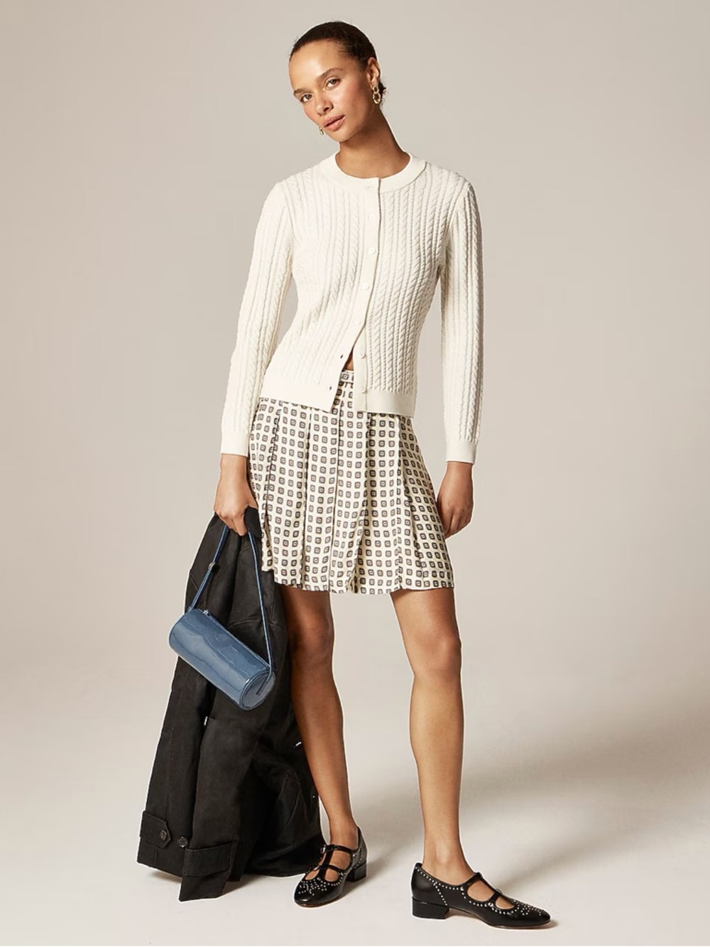 J Crew Pleated prep skirt in foulard print